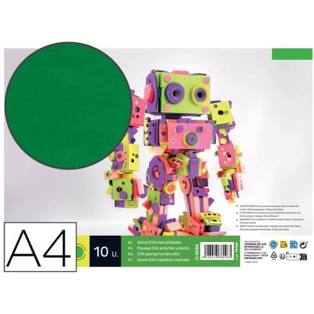 Goma eva liderpapel color verde paquete de 10 hojas