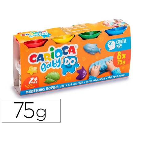 PLASTILINA CARIOCA BABY DOUGH BOTE 75 GR SET DE 8 COLORES SURTIDOS