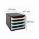 FICHERO DE CAJONES SOBREMESA EXACOMPTA BIG-BOX AQUAREL NEGRO 4 CAJONES COLORES PASTEL GLOSSY