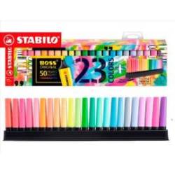 ROTULADOR STABILO 2/5 MM, 23 COLORES FLUORESCENTES SURTIDOS. BOSS.