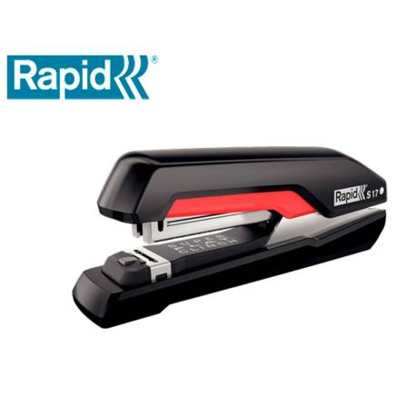 GRAPADORA RAPID S17 FULLSTRIP PLASTICO CAPACIDAD DE GRAPADO 30 HOJAS USA GRAPAS 24/6 Y 26/6 COLOR NEGRO/ROJO