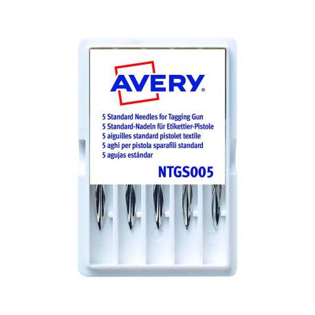 REPUESTO DE AGUJA AVERY CORTA ESTANDAR BASE PLASTICO PARA PISTOLA DE NAVETES TGS005 CAJA DE 5 UNIDADES