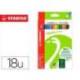 LAPICES DE COLORES STABILO GREEN COLORS CON CERTIFICADO FSC ESTUCHE CARTON DE 18 UNIDADES COLORES SURTIDOS