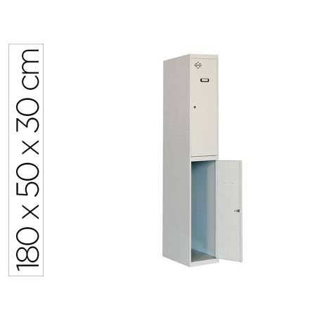 TAQUILLA METALICA SIMONLOCKER 2 PUERTAS CON CERRADURA RESPIRADERO Y ETIQUETERO GRIS/GRIS 1800X500X300 MM