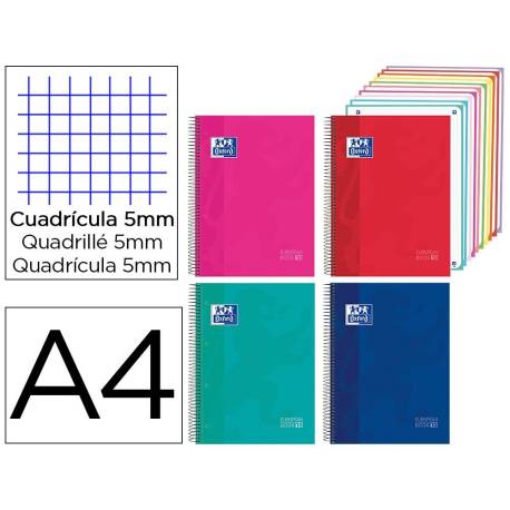 CUADERNO ESPIRAL OXFORD EUROPEANBOOK 10 TAPA EXTRADURA DIN A4 200 HOJAS CUADRO 5 MM