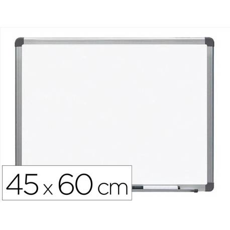 PIZARRA BLANCA ROCADA LACADA MAGNETICA MARCO ALUMINIO CON CANTONERAS 45X60 CM