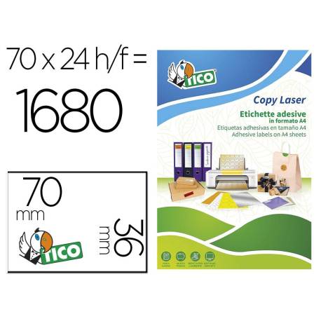 ETIQUETA ADHESIVA TICO AMARILLO FLUOR PERMANENTE CERTIFICADO FSC LASER/INKJET/FOTOCOPIA 70X36