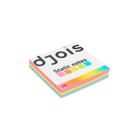BLOC DE NOTAS ELECTROSTATICAS QUITA Y PON DJOIS 75X75 MM 250 HOJAS 5 COLORES SURTIDOS