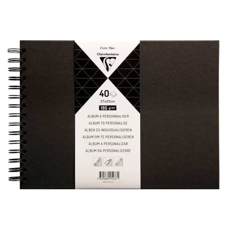 ALBUM ESPIRAL PARA PERSONALIZAR CLAIREFONTAINE TAPA DURA NEGRA 27X20 CM 40 HOJAS 185 GR