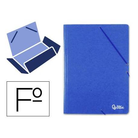 Carpetas de gomas en carton prespan Liderpapel Folio azul 880 g/m2