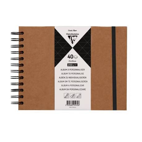 ALBUM DE FOTOS ESPIRAL CLAIREFONTAINE TAPA DURA KRAFT 210X160 MM 40 HOJAS 200 G