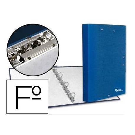 Carpeta 4 anillas carton forrado Liderpapel Paper Coat lomo 40 mm azul con miniclip y solapas