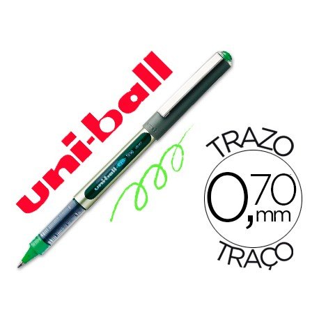 Rotulador-bolígrafo roller Uni-Ball verde claro UB-157 0,5 mm.