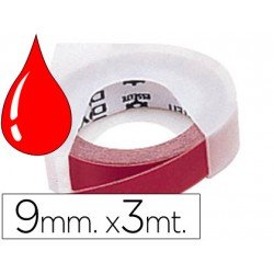 Cinta Dymo relieve en 3D 9mm x 3m roja