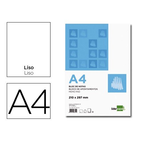 Bloc notas perforado Liderpapel Din A-4 liso