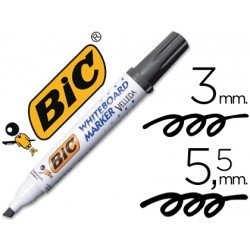 Rotulador Bic Velleda punta biselada 5,9 mm negro