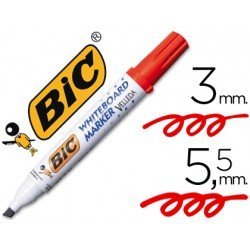 Rotulador Bic Velleda punta biselada 5,9 mm rojo para pizarra blanca