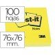 Post-it ® Bloc de notas adhesivas color amarillo quita y pon 76x76 mm