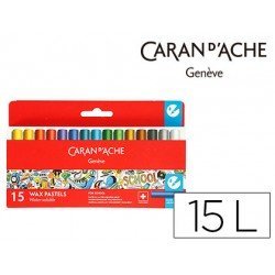 Lapices cera Caran D´Ache caja de carton 15 colores